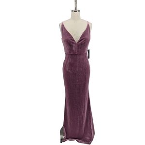 00062 NEW Lulus Velvet Mermaid Maxi Dress Purple size Small evening formal prom